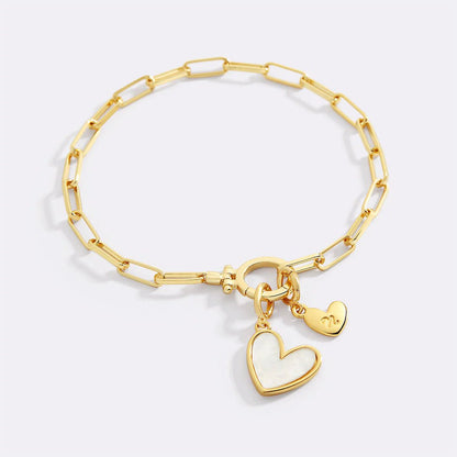 Bracelet charm en forme de cœur avec initiale inspiration Van Cleef - #shop_name - 