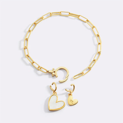 Bracelet charm en forme de cœur avec initiale inspiration Van Cleef - #shop_name - 